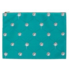 Turquoise Diamond Bling Cosmetic Bag (xxl) by artattack4all