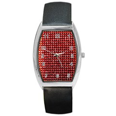 Deep Red Sparkle Bling Black Leather Watch (tonneau) by artattack4all