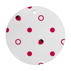 Strawberry Circles Pink Ceramic Ornament (round) by strawberrymilk