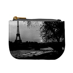 Vintage France Paris Eiffel Tour & Seine At Dusk 1970 Coin Change Purse by Vintagephotos