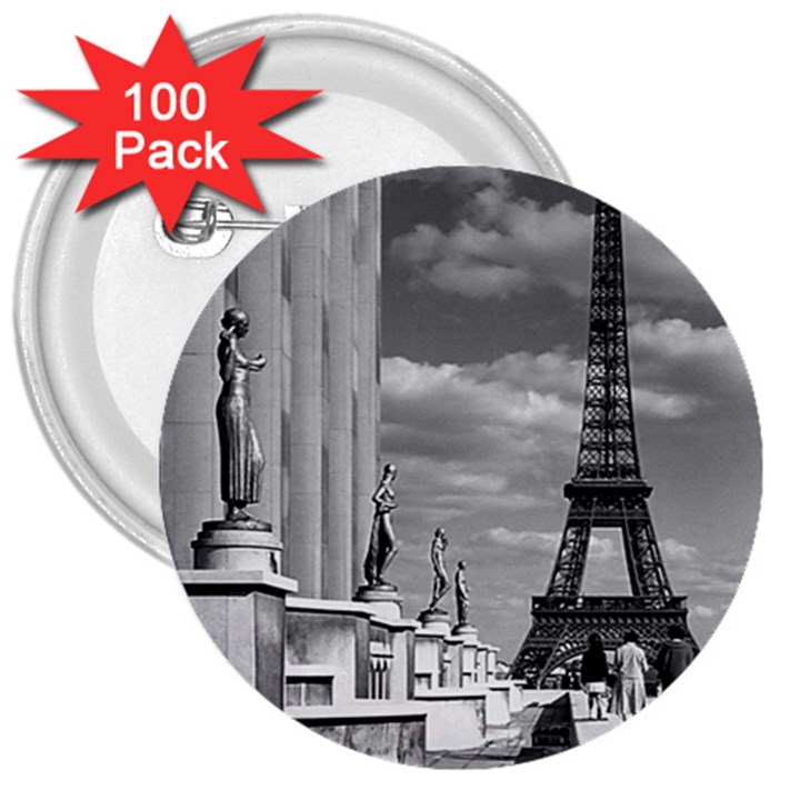 Vintage France Paris Eiffel tour Chaillot palace 1970 100 Pack Large Button (Round)