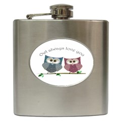 Owl Always Love You, Cute Owls Hip Flask by DigitalArtDesgins