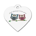 Owl always love you, cute Owls Single-sided Dog Tag (Heart) Front