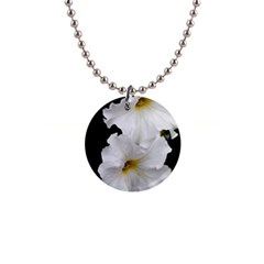 White Peonies   Mini Button Necklace by Elanga