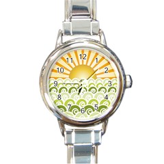 Along The Green Waves Round Italian Charm Watch by tees2go