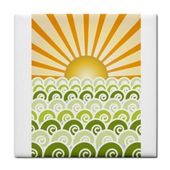 Along The Green Waves Ceramic Tile by tees2go