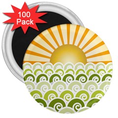 Along The Green Waves 3  Button Magnet (100 Pack) by tees2go