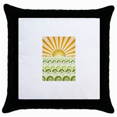 Along The Green Waves Black Throw Pillow Case by tees2go