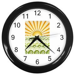 Along The Green Waves Wall Clock (black) by tees2go