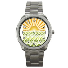 Along The Green Waves Sport Metal Watch by tees2go