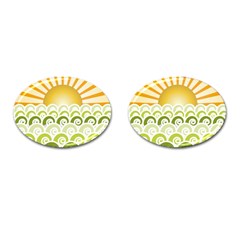 Along The Green Waves Cufflinks (oval) by tees2go