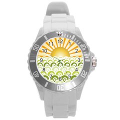 Along The Green Waves Plastic Sport Watch (large) by tees2go