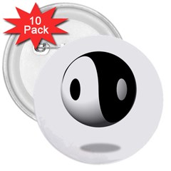 Yin Yang 3  Button (10 Pack) by hlehnerer