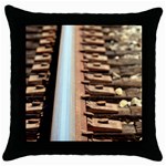 Train Track Black Throw Pillow Case Front