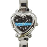 Black Blue Lawn Heart Italian Charm Watch  Front