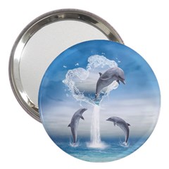 The Heart Of The Dolphins 3  Handbag Mirror by gatterwe