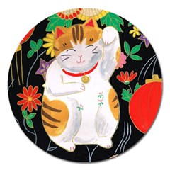 Maneki Neko Magnet 5  (round) by TabbyCatStudios