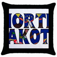 North Dakota Black Throw Pillow Case by worldbanners