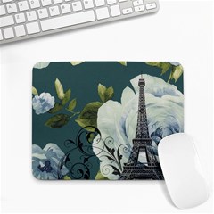 Blue Roses Vintage Paris Eiffel Tower Floral Fashion Decor Small Mouse Pad (rectangle) by chicelegantboutique