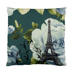 Blue Roses Vintage Paris Eiffel Tower Floral Fashion Decor Cushion Case (two Sided)  by chicelegantboutique