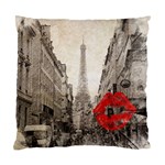 Elegant Red Kiss Love Paris Eiffel Tower Cushion Case (Two Sided)  Front