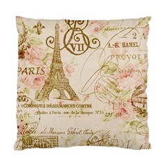 Floral Eiffel Tower Vintage French Paris Art Cushion Case (two Sided)  by chicelegantboutique