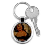 Vintage Newspaper Print Pin Up Girl Paris Eiffel Tower Key Chain (Round) Front