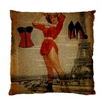 Vintage Newspaper Print Sexy Hot Gil Elvgren Pin Up Girl Paris Eiffel Tower Western Country Naughty  Cushion Case (Two Sided)  Front