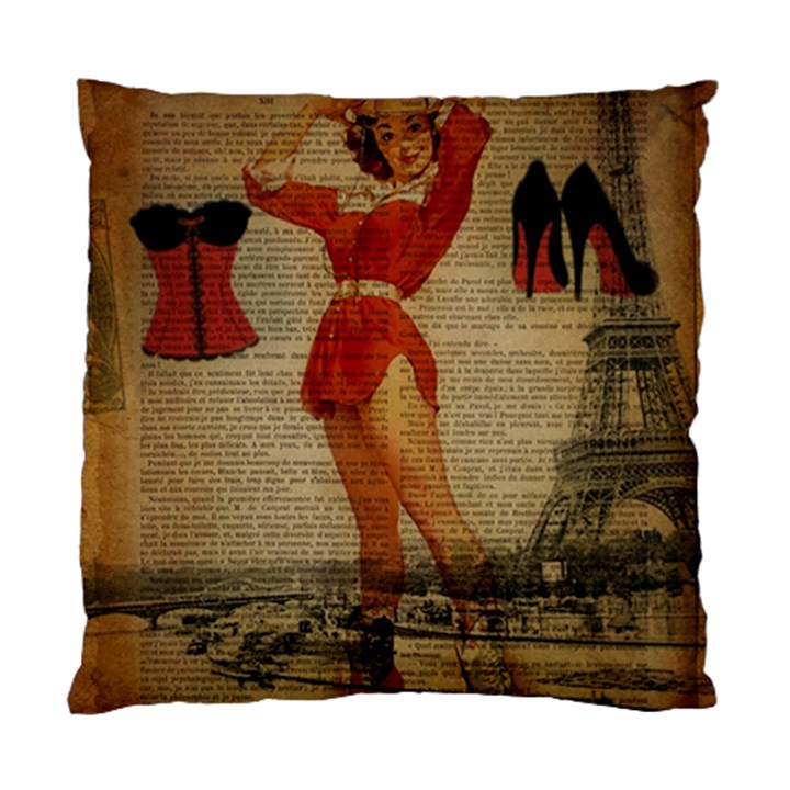 Vintage Newspaper Print Sexy Hot Gil Elvgren Pin Up Girl Paris Eiffel Tower Western Country Naughty  Cushion Case (Two Sided) 