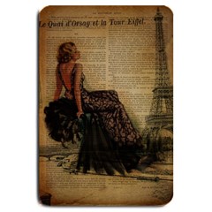 Elegant Evening Gown Lady Vintage Newspaper Print Pin Up Girl Paris Eiffel Tower Large Door Mat by chicelegantboutique