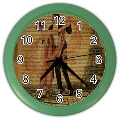 Vintage Paris Eiffel Tower Elegant Dancing Waltz Dance Couple  Wall Clock (color) by chicelegantboutique