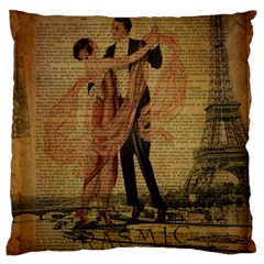 Vintage Paris Eiffel Tower Elegant Dancing Waltz Dance Couple  Large Cushion Case (single Sided)  by chicelegantboutique