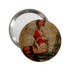  Vintage Newspaper Print Pin Up Girl Paris Eiffel Tower Funny Vintage Retro Nurse  Handbag Mirror (2 25 ) by chicelegantboutique