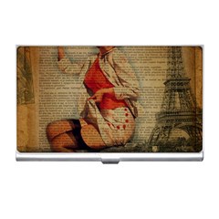  Vintage Newspaper Print Pin Up Girl Paris Eiffel Tower Funny Vintage Retro Nurse  Business Card Holder by chicelegantboutique