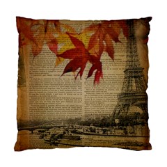 Elegant Fall Autumn Leaves Vintage Paris Eiffel Tower Landscape Cushion Case (two Sided)  by chicelegantboutique