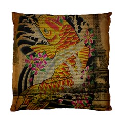 Funky Japanese Tattoo Koi Fish Graphic Art Cushion Case (two Sided)  by chicelegantboutique