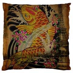 Funky Japanese Tattoo Koi Fish Graphic Art Large Cushion Case (two Sided)  by chicelegantboutique