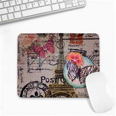 Floral Scripts Butterfly Eiffel Tower Vintage Paris Fashion Small Mouse Pad (rectangle) by chicelegantboutique