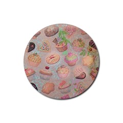 French Pastry Vintage Scripts Cookies Cupcakes Vintage Paris Fashion Drink Coaster (round) by chicelegantboutique