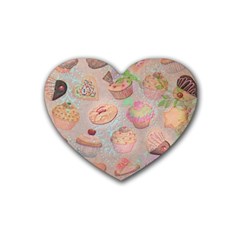 French Pastry Vintage Scripts Cookies Cupcakes Vintage Paris Fashion Drink Coasters (heart) by chicelegantboutique