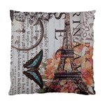 Vintage Clock Blue Butterfly Paris Eiffel Tower Fashion Cushion Case (Two Sided)  Front