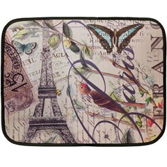 Paris Eiffel Tower Vintage Bird Butterfly French Botanical Art Mini Fleece Blanket (two Sided) by chicelegantboutique