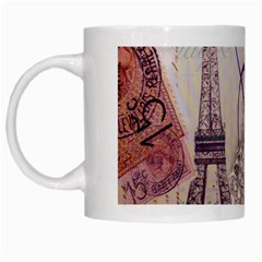 White Peacock Paris Eiffel Tower Vintage Bird Butterfly French Botanical Art White Coffee Mug by chicelegantboutique