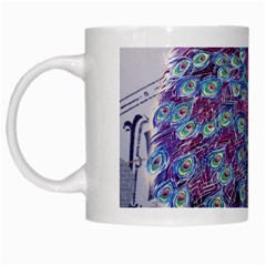 French Scripts  Purple Peacock Floral Paris Decor White Coffee Mug by chicelegantboutique