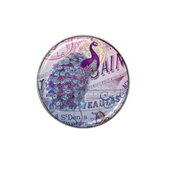 French Scripts  Purple Peacock Floral Paris Decor Golf Ball Marker (for Hat Clip) by chicelegantboutique