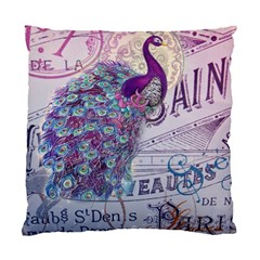 French Scripts  Purple Peacock Floral Paris Decor Cushion Case (two Sided)  by chicelegantboutique