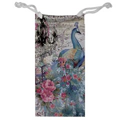 French Vintage Chandelier Blue Peacock Floral Paris Decor Jewelry Bag by chicelegantboutique