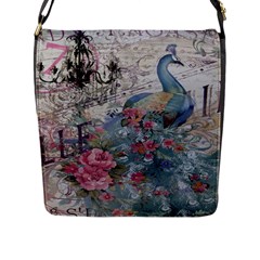 French Vintage Chandelier Blue Peacock Floral Paris Decor Flap Closure Messenger Bag (large) by chicelegantboutique