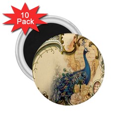 Victorian Swirls Peacock Floral Paris Decor 2 25  Button Magnet (10 Pack) by chicelegantboutique