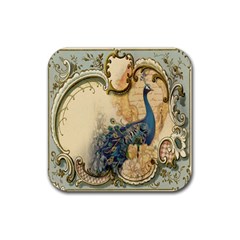 Victorian Swirls Peacock Floral Paris Decor Drink Coaster (square) by chicelegantboutique